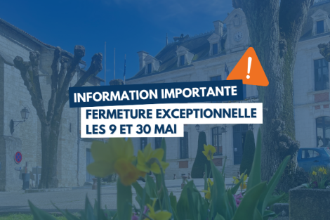 logo Fermeture exceptionnelle les 9 et 30 mai 